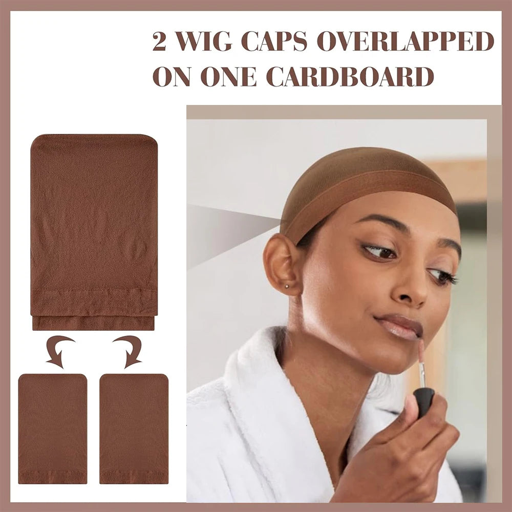 4/20pcs Red brown Wig Cap Elastic Breathable Invisible Wig Caps Perfect For Professional Use,2pcs/Pack