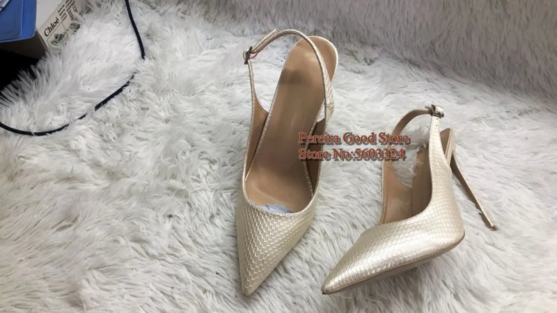 Yellow Snakeskin Slingback Pumps Pointy Toe Shallow Stiletto Heels Dress Shoes Cut-out Heels Women Shoes 12Cm 10Cm 8Cm