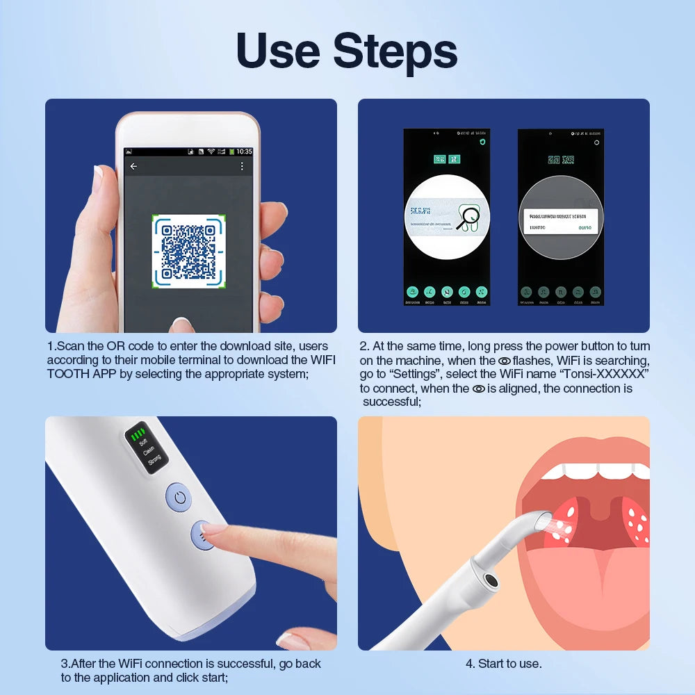 Electric Visual Tonsil Stone Remover Kit with LED Light HD Camera 3 Suction Modes Tonsil Stone Removal Fresher Mouth Oral Care