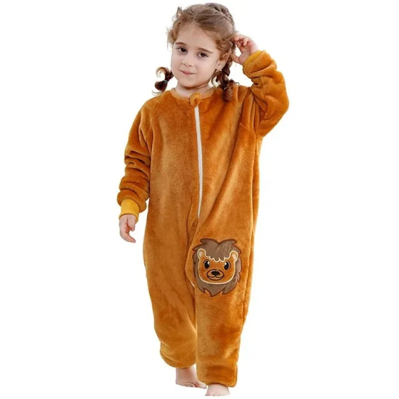 Kids Animal Dinosaur Kigurumi Costume Cosplay Cartoon Jumpsuit for Children Halloween Christmas Girls Boys Hooded Pajamas Onesie