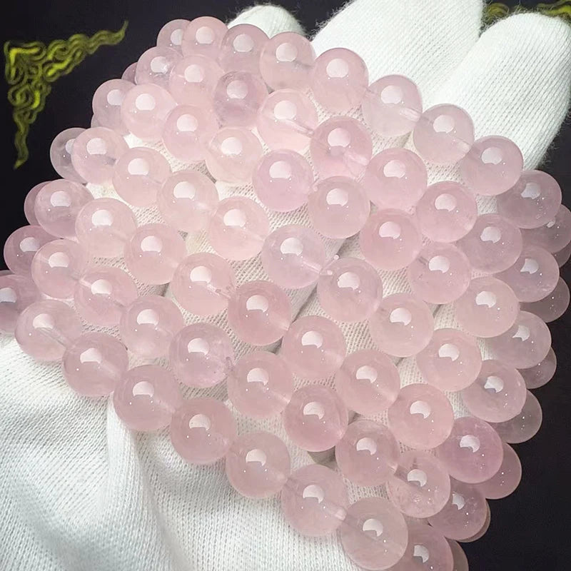 Prestyle Top Natural Old Mine Madagascar Pink Rose Quartz Bracelet Smooth Round Loose Beads, Fashion Jewelry, Gift
