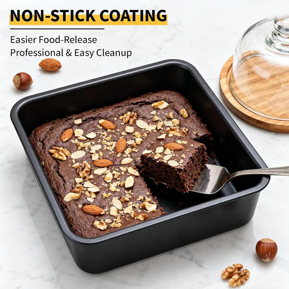 2Pcs/1Pc Square Carbon Steel Non-Stick Baking Pan, Cake Pan, Non-Stick Oven Tray, Cookie Pan - Suitable for Ovens, Air Fryers, Dishwashers, and Refrigerators, Can Be Used to Make Pizza, Fruit Salad, Grilled Fish and Meat, Bre