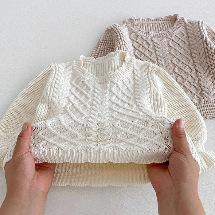 2024 New Autumn Toddler Baby Girl Knitting Clothes Suit Long Sleeved Solid Color Knitted Sweater+Pants Children Clothes Set