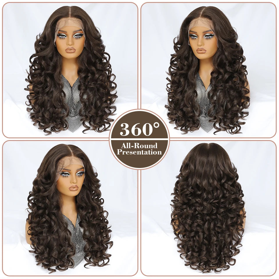 Lace Frontal Wigs 13X6 Synthetic Curly Lace Frontal Wigs With Bangs For Afro Women Pink Blonde Women Wigs With Baby Hair Latisha