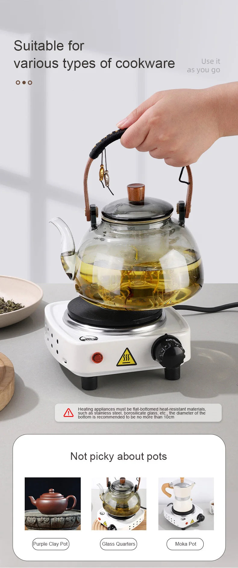 DMWD 110V Electric Hot Plate Mini stove Coffee Heater Milk Tea Mocha Heating Stove Cooking Pot Oven Small Furnace Cook US plug