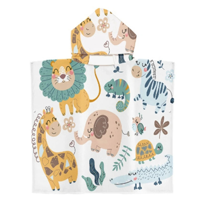 Toddler Kids Beach Towel Cotton Bathrobe Baby Boys Girls Dinosaur Animal Hooded Bathing Towel 60x60cm Children Dinosaur Blanket