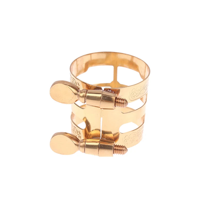 {QTG333} Double Screw Adjustment Saxophone Ligature Gold Color Copper Compact Durable For Alto Sax Saxophone Ligature Fastener