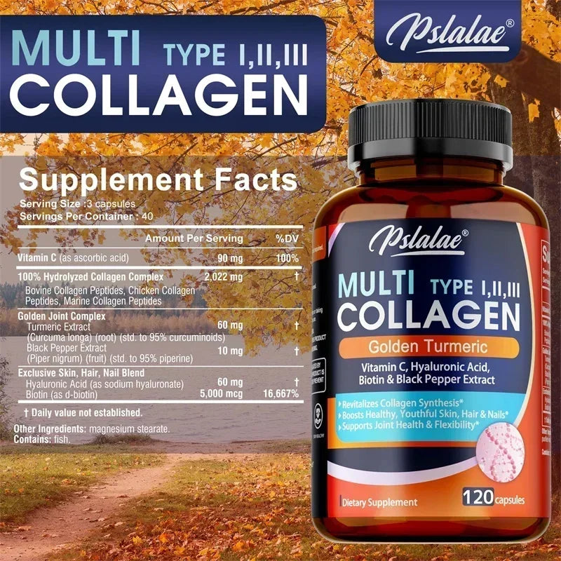 Multi Collagen Peptides Capsules - Supports Skin, Hair, Joint Health, Promote Collagen Production, Delay Aging,Enhances Immunity