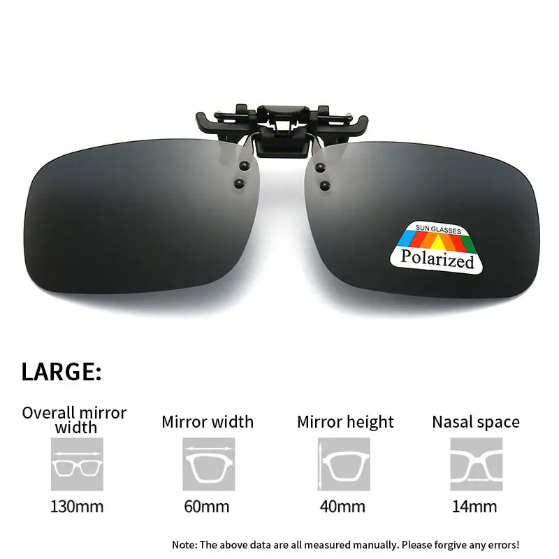 Polarized Clip Sunglasses 2Pcs Set Myopia Glasses Clip Driver Fishing Night Vision Myopia Clipon Sun Shading Eyeglasses