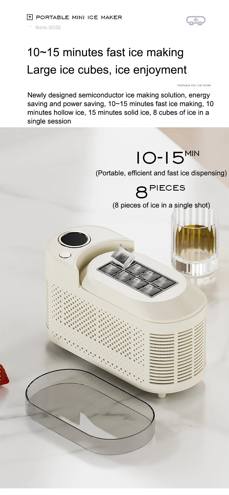 110V/220V Portable Small Ice Maker Mini Home Dormitory Office Camping 12V Car Cube Ice Automatic Ice Making Box Ice Machine