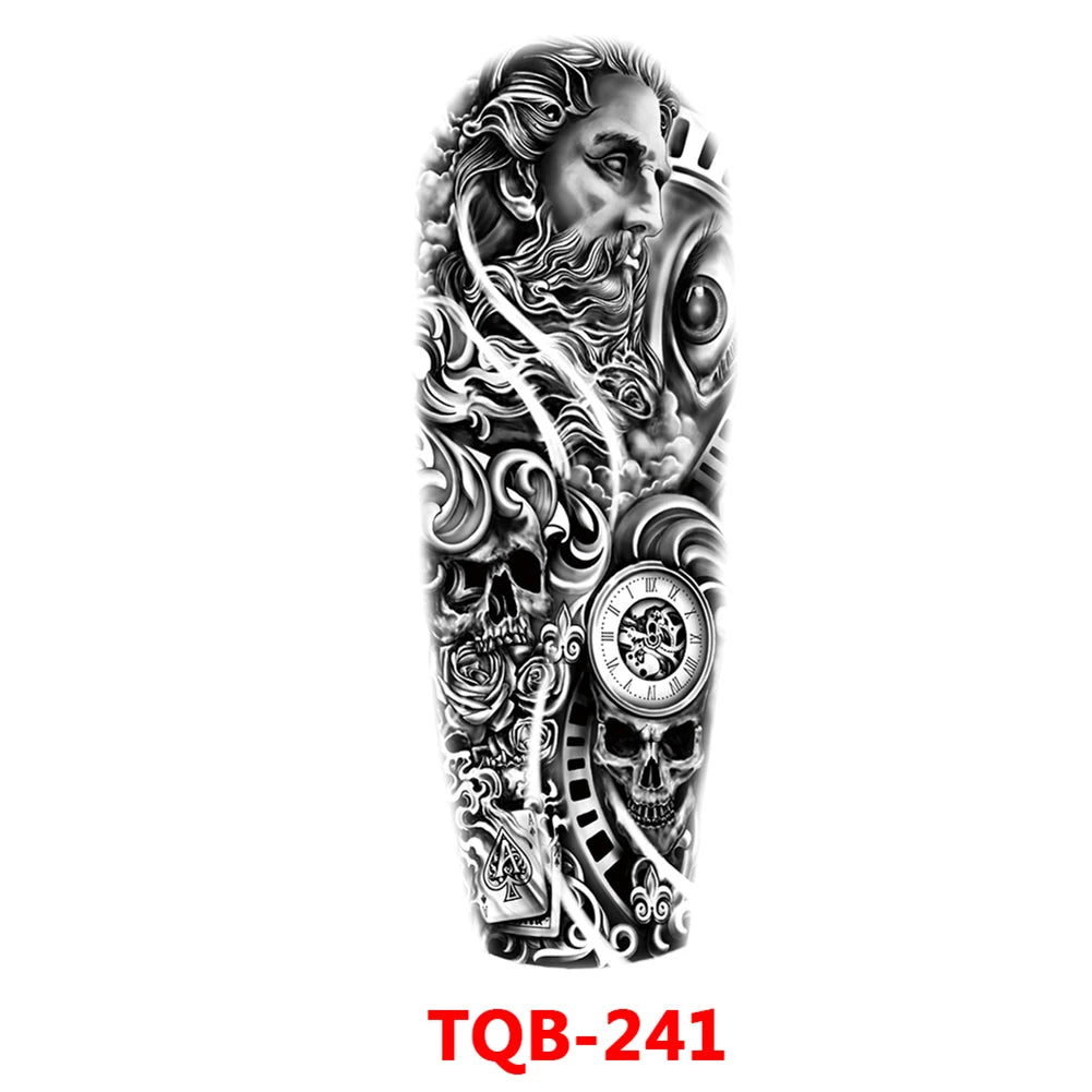 Full-arm Tattoo Stickers With The Crown Of The Virgin Of Jesus And Lion Waterproof Tattoo Stickers
