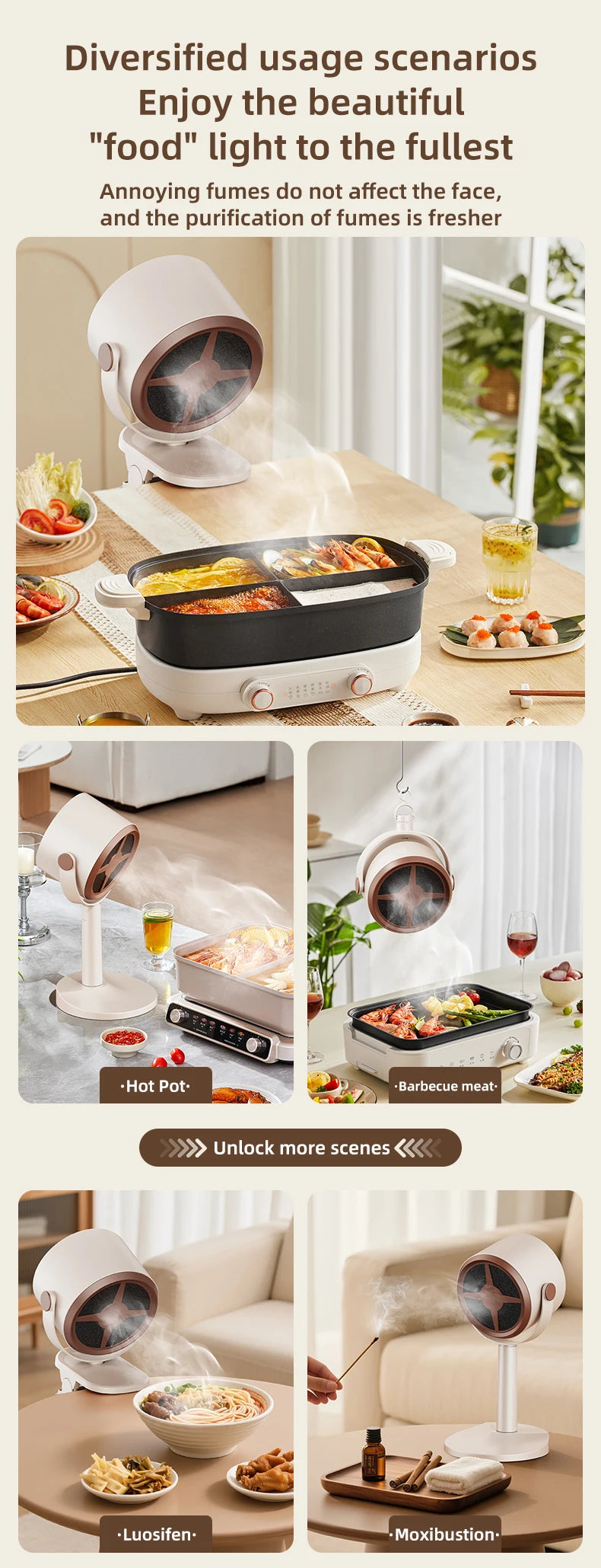 Electric Desktop Range Hood USB Adjustable Angle Portable Mini High Suction Power Exhaust Fan for BBQ Hot Pot Kitchen Appliance
