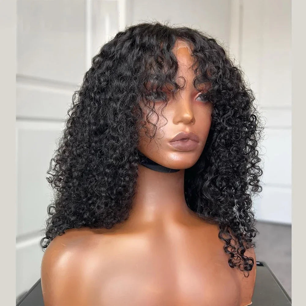 26“Long Soft Natual Black Kinky Curly 180Density 13x4 Lace Front Wig For Black Women Synthetic Heat Resistant Glueless Daily