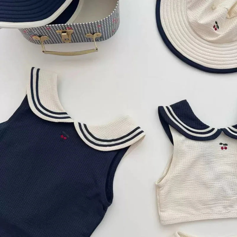 Kids Swimwear for Girls KS Brand New Summer Baby Swimsuit Cute Cherry Kids Outfit Set Holiday Beach Bikini Children Clothing