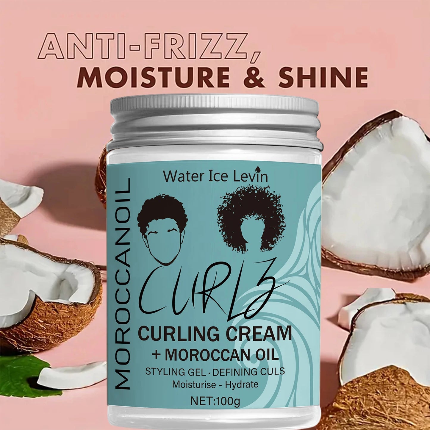 Coconut Oil Curling Cream - Hydrating Curl Definition, Softness & Shine, Frizz Control, Winter Hair Care, All Hair Types