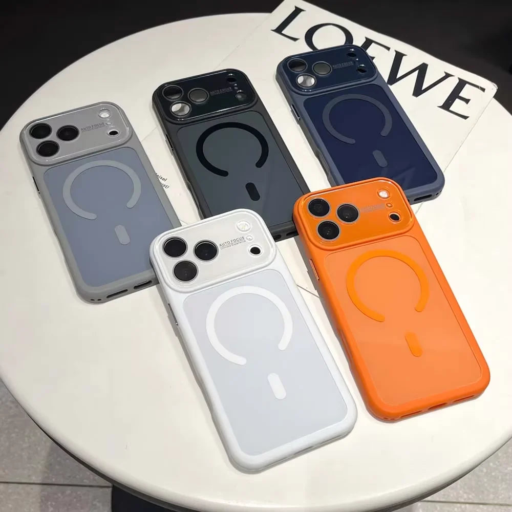 Large Window Glass Lens Colorful Acrylic For Magsafe Magnetic Phone Case For iPhone 17 16 15 14 13 Pro Max Shockproof Cover Q7