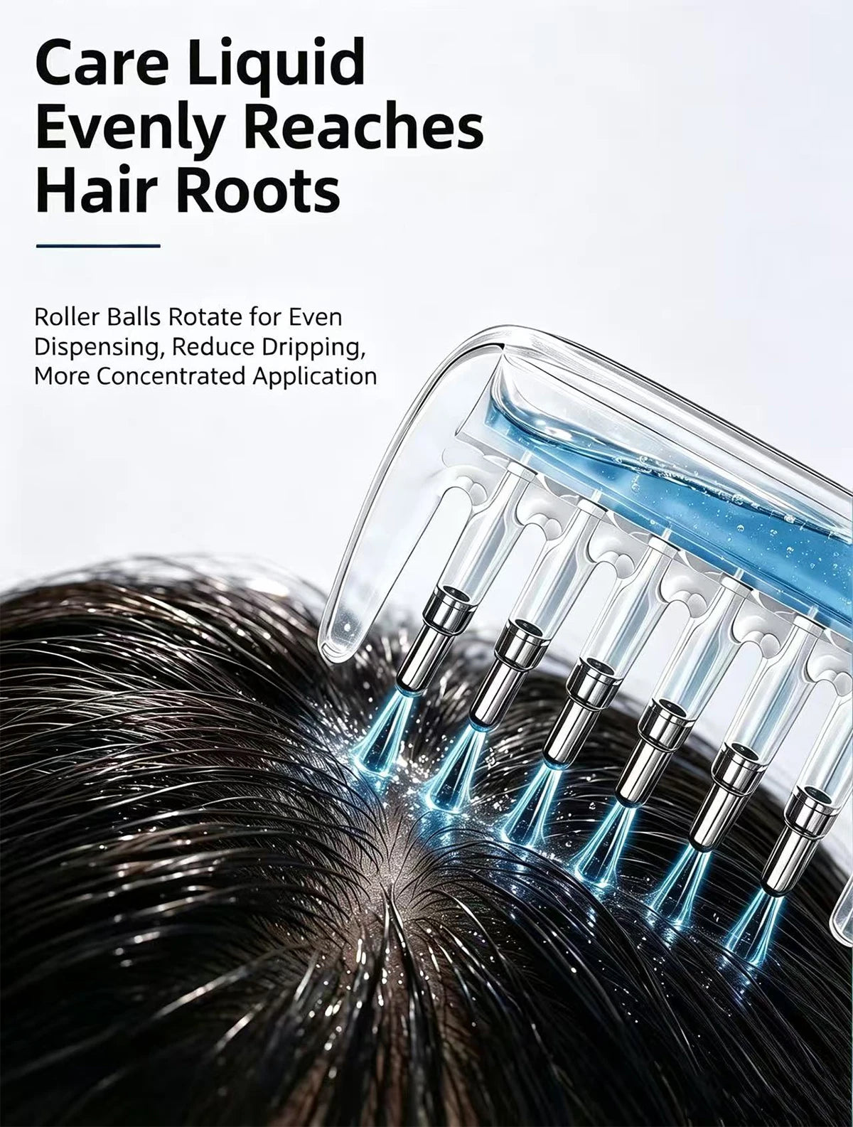 Scalp Liquid Applicator Comb, Refillable Hair Serum Oil Dispensing Comb, Roller Ball Massage Comb For Hair Root Treatment