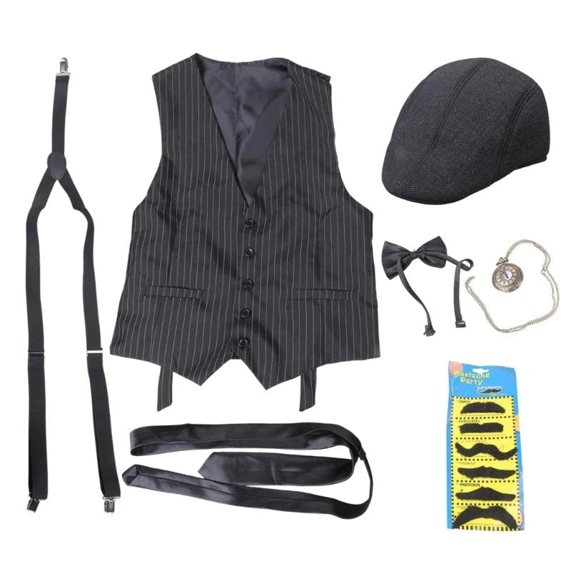 39BD 1920s Mens Costume,Roaring 20s Costumes Accessories Halloween Cosplay Costume