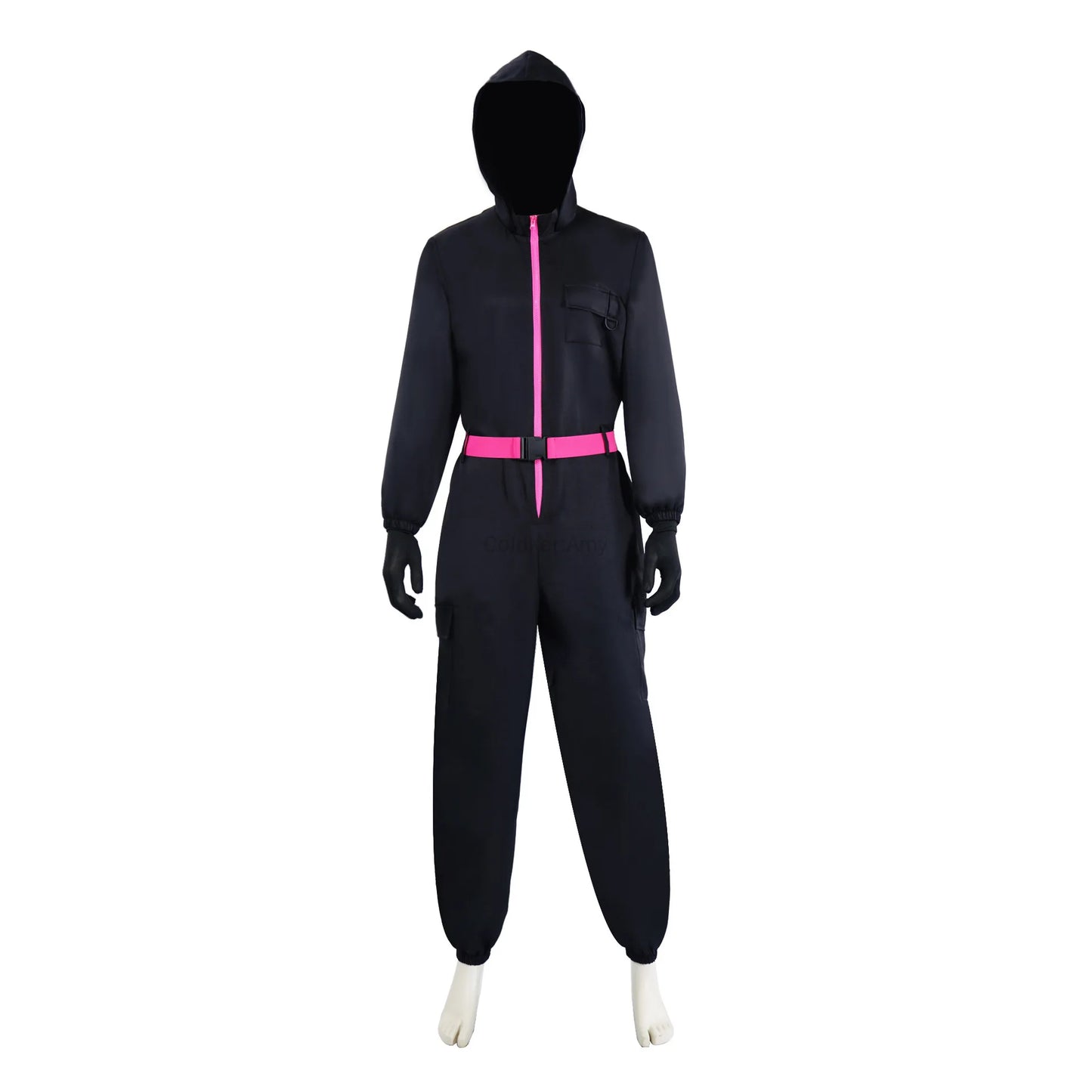 Halloween Cosplay Outfit TV Game Adult Kids Pink Red Jumpsuit Costume Set with Gloves Suspenders Role Play Party Wear for Boys