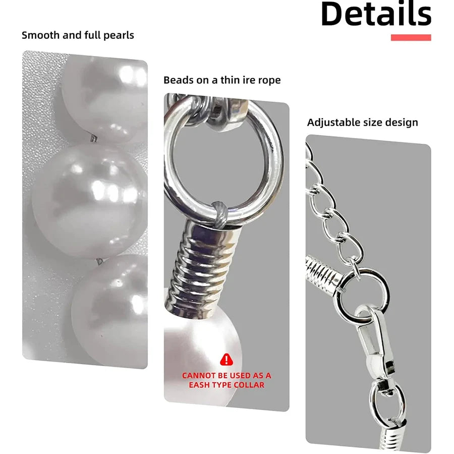 Pearl Dog Collar, Stainless Steel Wire Rope,Pearl Necklace Jewellery Accessories for Medium Large Dogs Occasions and Gatherings