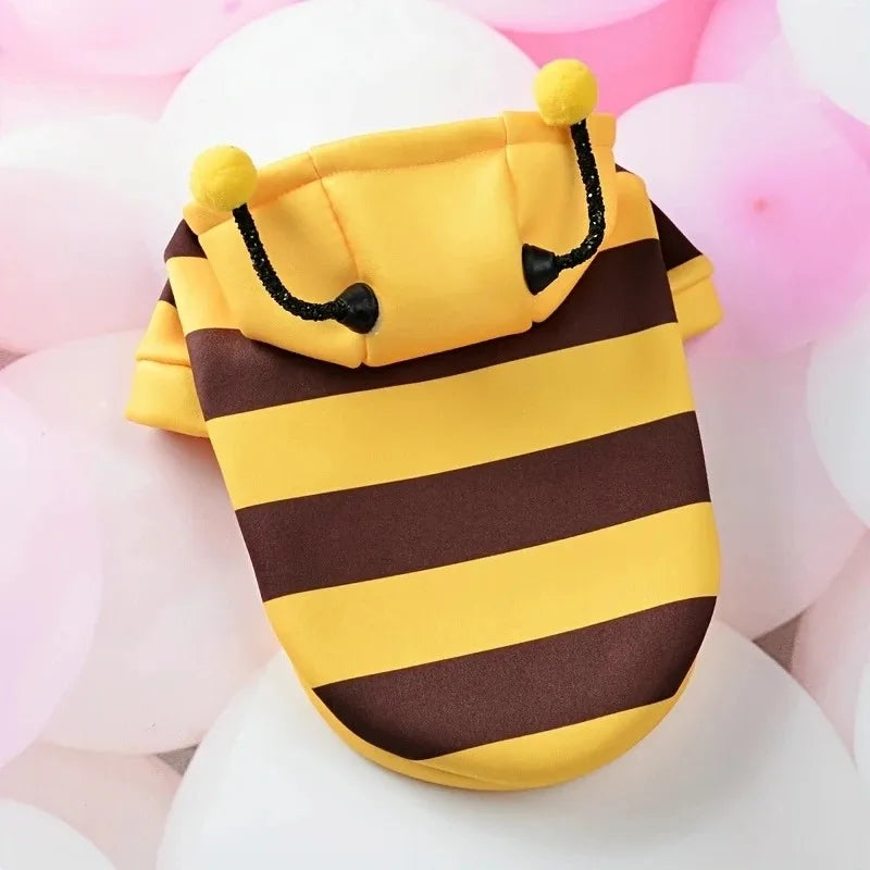 Bee Dog Clothes for Autumn and Winter Schnauzer Teddy Small Puppy Cat Pet Hoodie Bee Transformation Suit Dog Cat Cosplay Costume