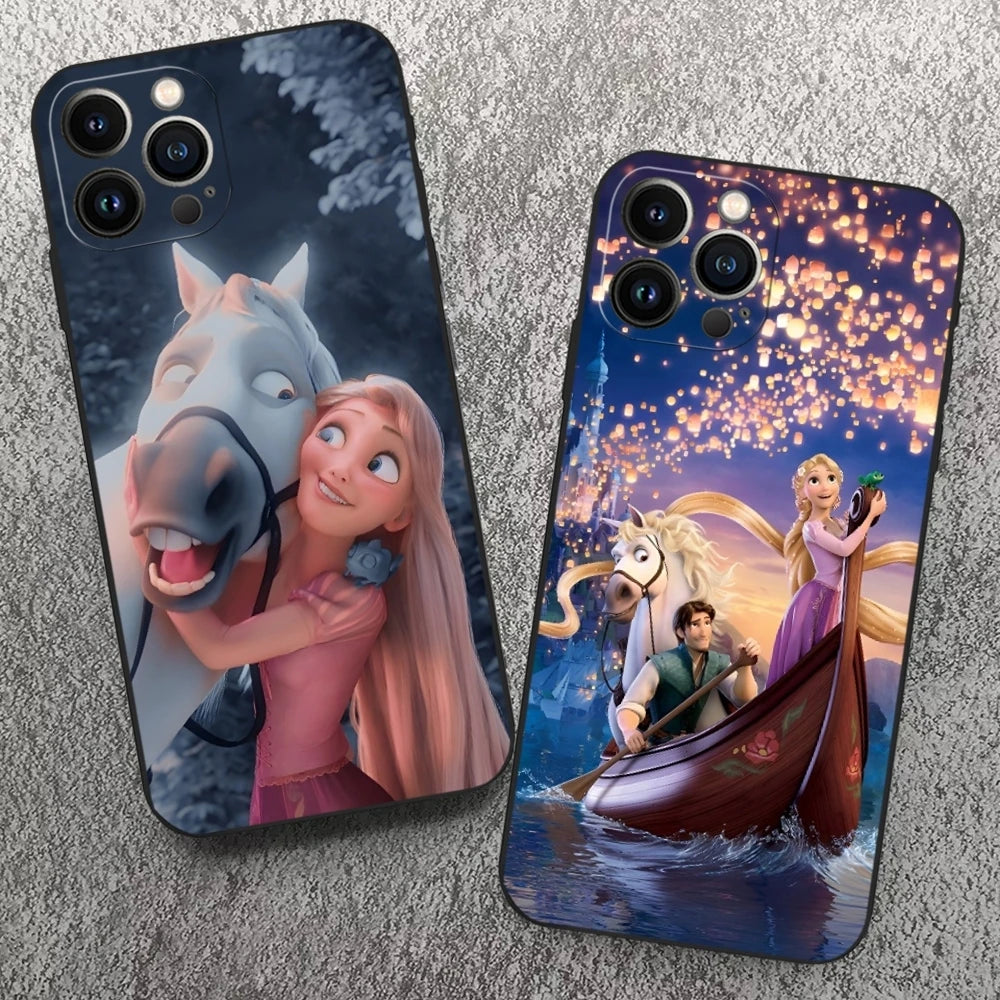 Rapunzel Phone Case for Iphone 17 16 15 14 13 12 11 Pro Max Xr X Xs Mini Plus Black Soft Silicone Cover