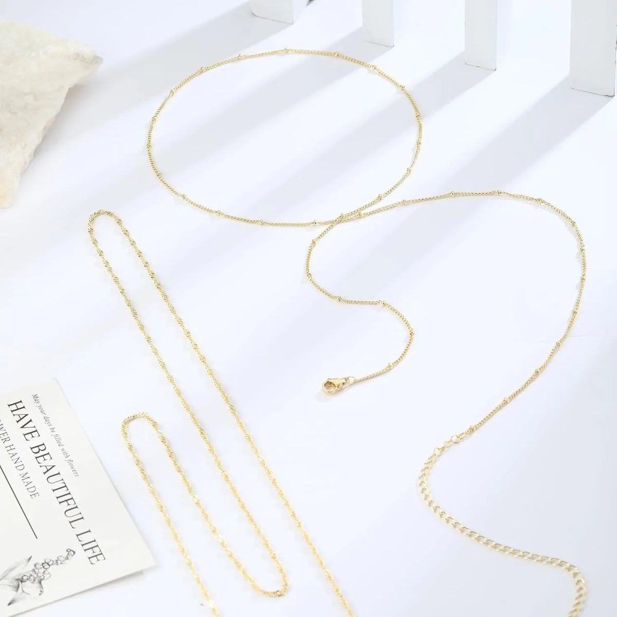14k Gold Plated 26-33Inch Adjustable Waist Beads Chain Layered Body Chains Waterproof Sexy Body Jewelry for Women