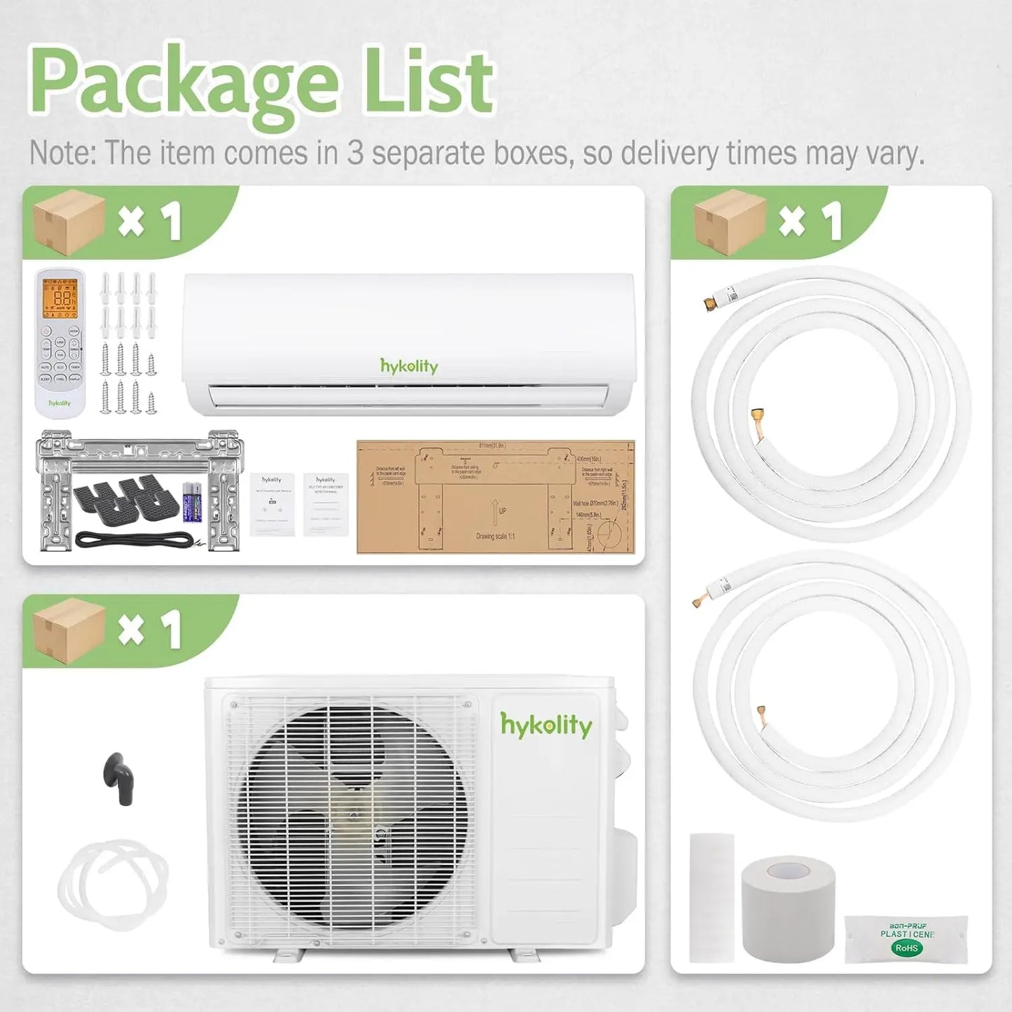 Wifi Enabled 12,000 BTU Mini Split Air Conditioner & Heater, 115V or 230V Split AC Unit Ductless Inverter System with, Custom
