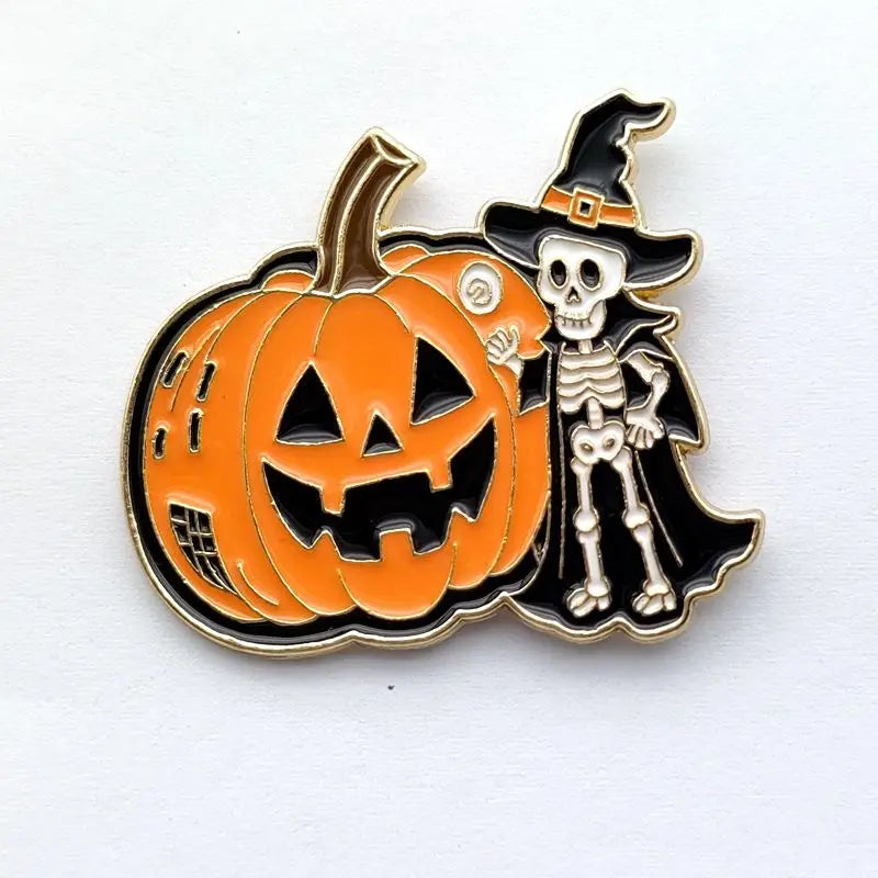 Horror Halloween Costume Accessories Cartoon Skeleton Ghost Enamel Pin Men's Backpack Badge Clothes Accessories Wholesale