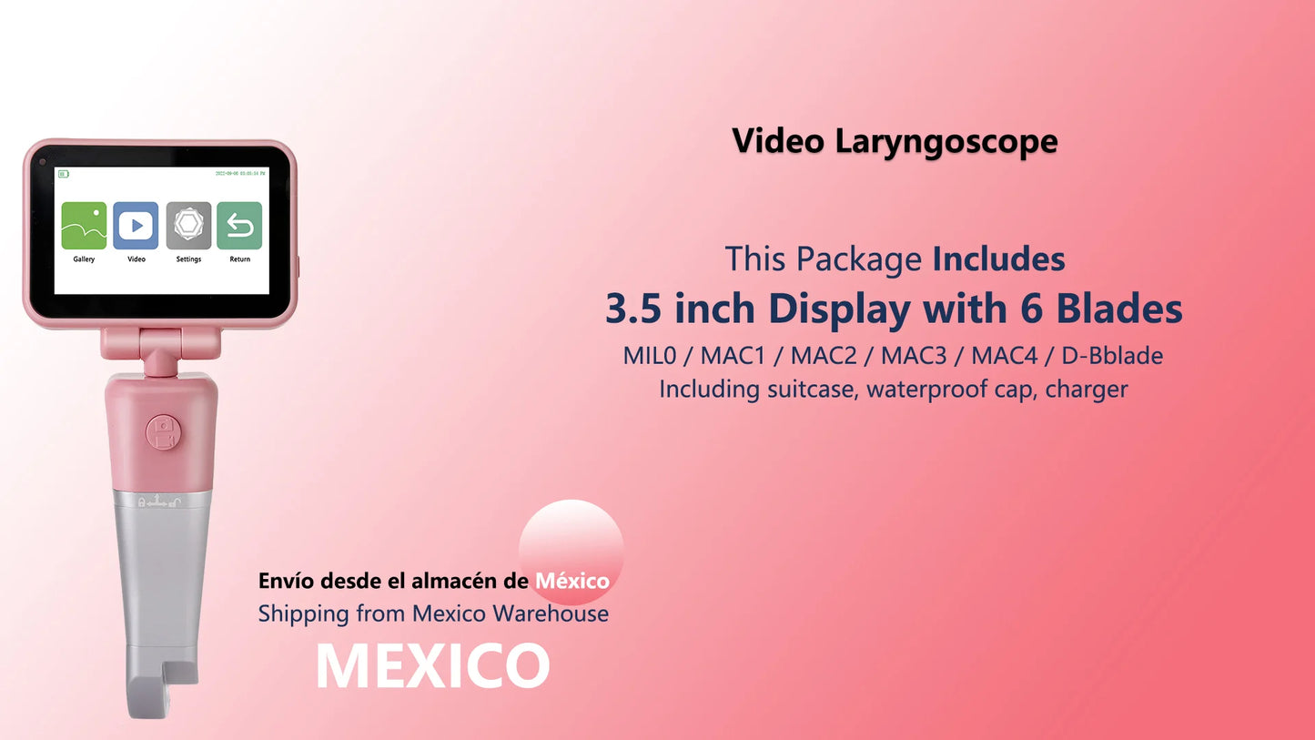 3.5" Touch Screen Video Laryngoscope for Anesthesia, 6 Blades Optional & Customizable Combination