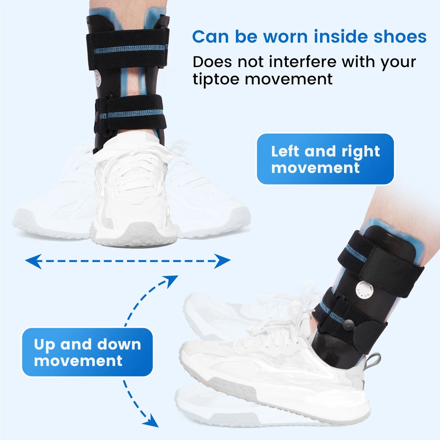 VELPEAU Ankle Brace Support for Ligament Injury and Tendonitis Surgery, Stirrup Ankle Splint Stabilizer with Foam & Gel Pad