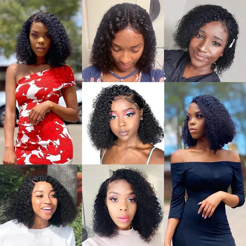 13X4 Lace Side Part Pixie Cut Water Curly Wig Short Inch Hair Wig Malaysian Hair 100% Human Hair Natural Color Lace Frontal Wig