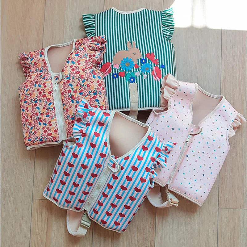 Baby Swimwear Sunscreen Swimsuit for Girls Swimming Summer Clothes Baby Vest Buoyancy Swim Accessories One-piece Beach Swimwear