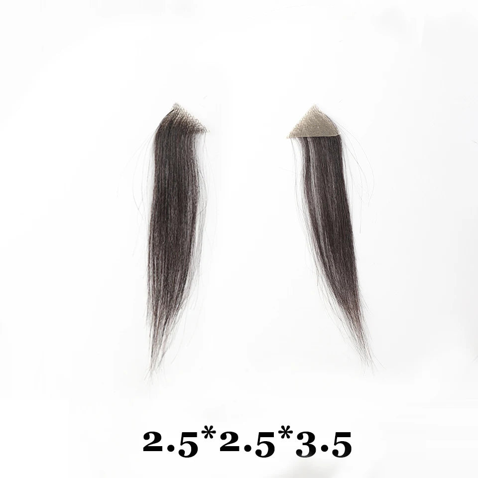 Forehead Patch 100% Human Hair Hairpiece Sideburns Toupee Invisible Seamless Ultra Thin Skin PU Men's Hairline Sideburn Patch
