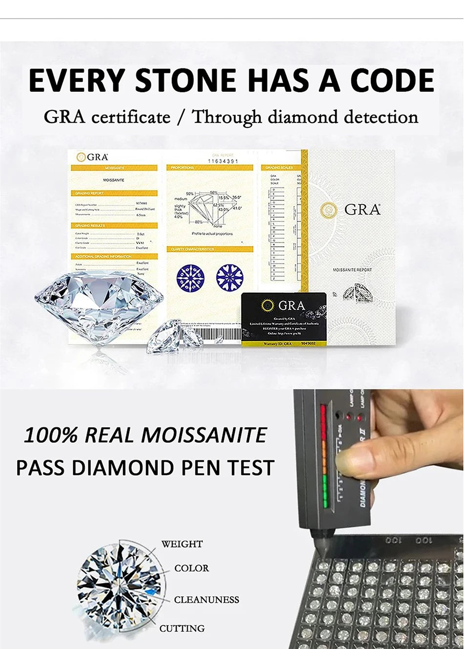 PERMANY 0.3-2CT Moissanite Ring for Women S925 Pure Silver Classic Six Claw Laboratory Diamond Wedding Ring Fashion Jewelry