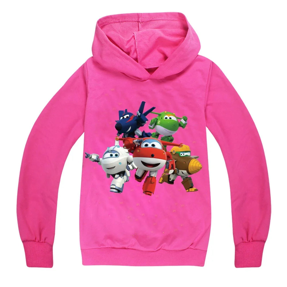 2-16Years Autumn Costumes Super Wings Hoodie Kids Clothes Boys Sweatshirts Cartoon Tops Toddler Girls Outfits Baby Boy Coats