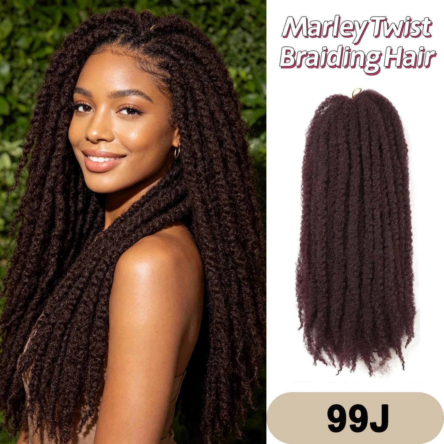 Marley Twist Braiding Hair Pre Stretched Ombre/Solid Colors Afro Kinky Curly Crochet Hair for Faux Locs Jumbo Marley Twists Hair