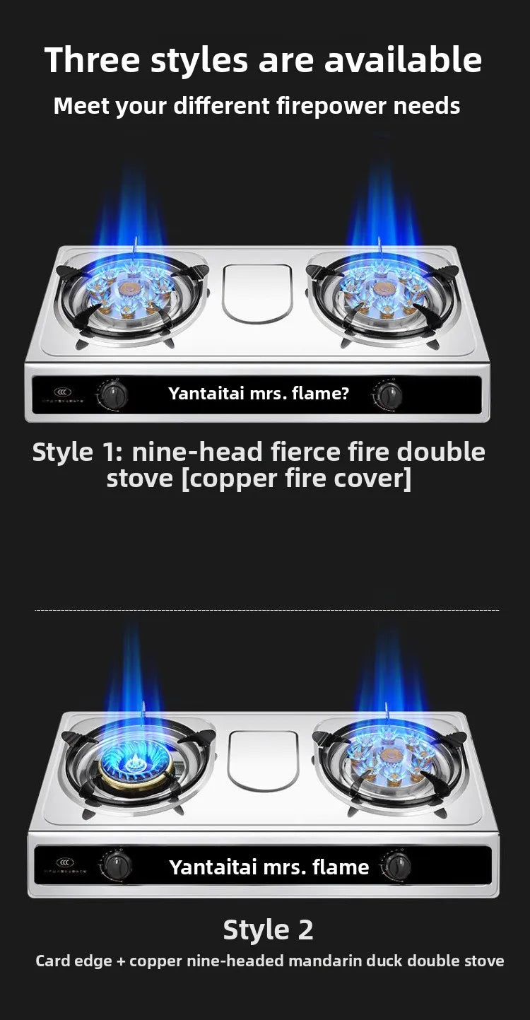 Double Burner Gas Stove Household Desktop LPG Natural Gas Energy Saving Old Style Stove abc