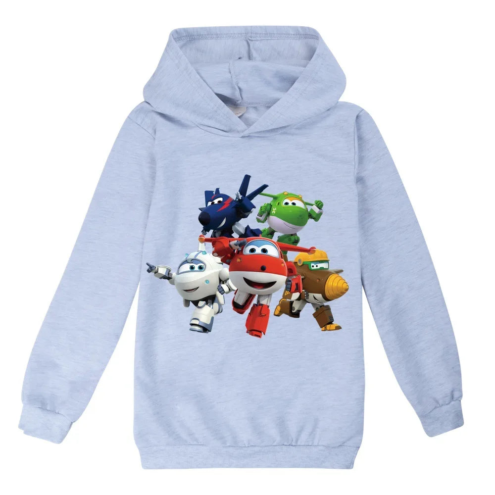 2-16Years Autumn Costumes Super Wings Hoodie Kids Clothes Boys Sweatshirts Cartoon Tops Toddler Girls Outfits Baby Boy Coats