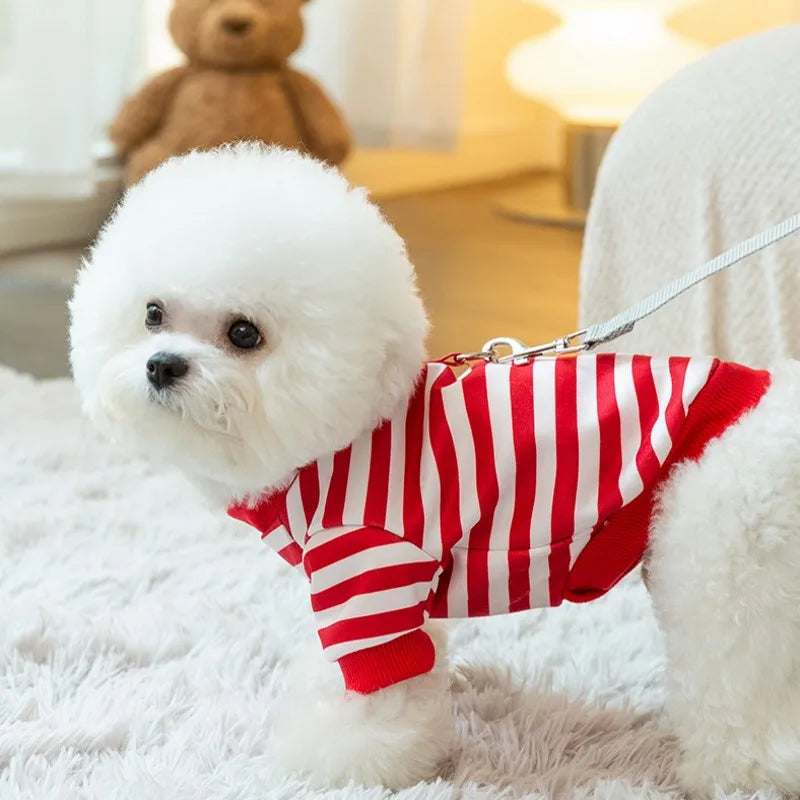 Dog Hoodies Striped Warm Winter Dog Clothes Pet Dog Coat with D-Ring Chihuahua French Bulldog Dog Accessories Puppy Dog Costume