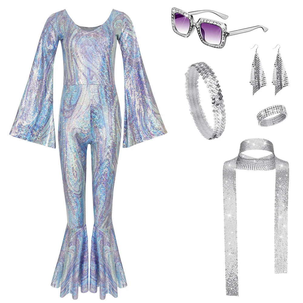 Halloween Vintage 70s 80s Rock Women Disco Dress Hippie Costumes 60's 70's Birthday Outfits 1970s Prom Sequin Dresses Cosplay