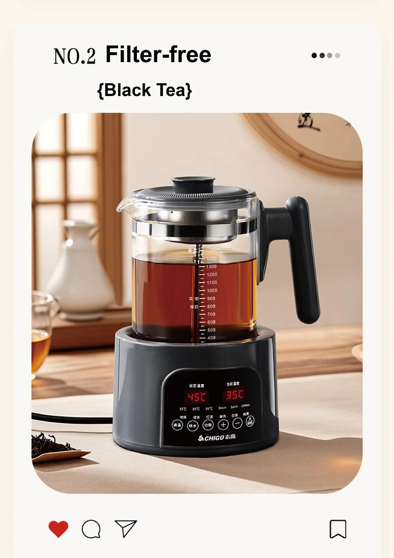 1.5L Smart Electric Kettle Multifunction Steam Teapot Temperature Control Health Pot Office Glass Flower Teapot Auto Keep Warm
