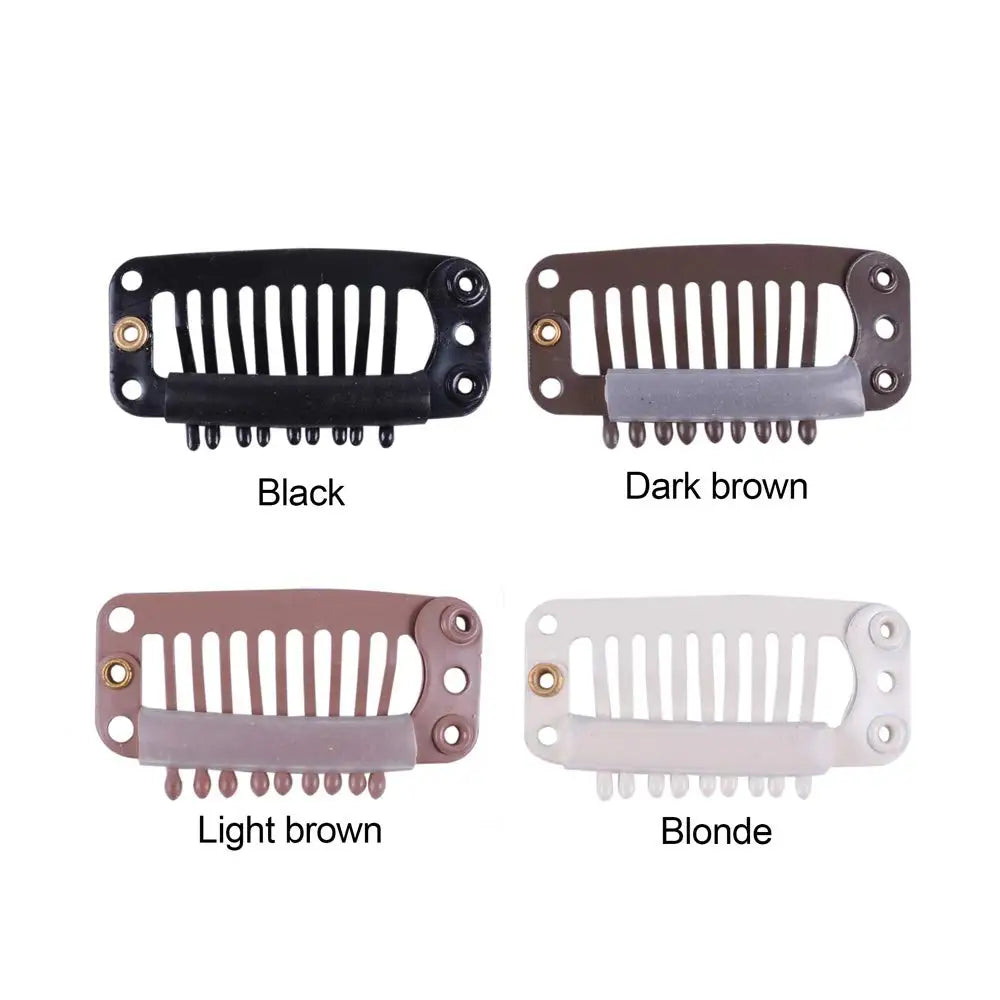 10-100Pcs 9-teeth Beige/Brown/Black Hair Extension Clips Hair Extension Wigs Snap Clips Comb Small Snap Wig Accessories Clips