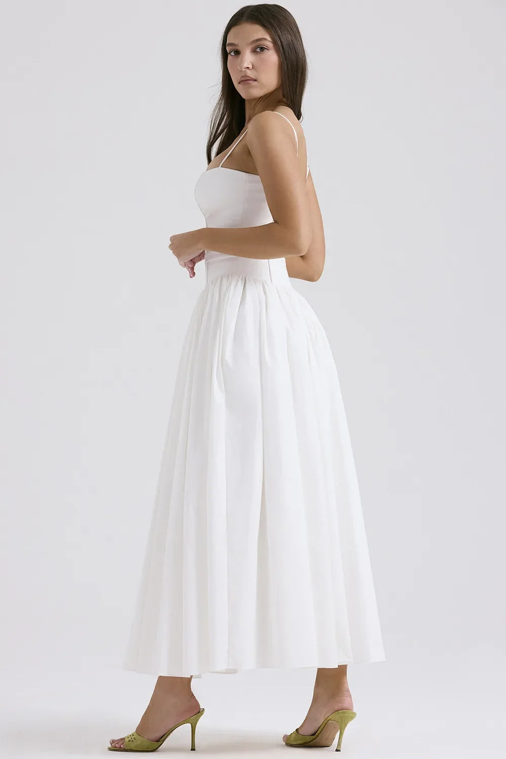 Elegant Fairylike French Style Gentle Floral Print Strapless Midi Dress Slimming Women's Fashion High End Feeling Dress