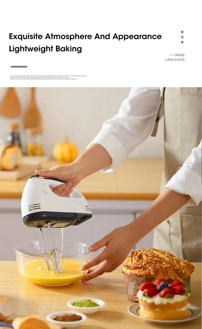 7-Speed Electric Hand Mixer Automatic Blender for Cream, Egg, Cake, Dough - Versatile Kitchen Mixing Appliance Tool