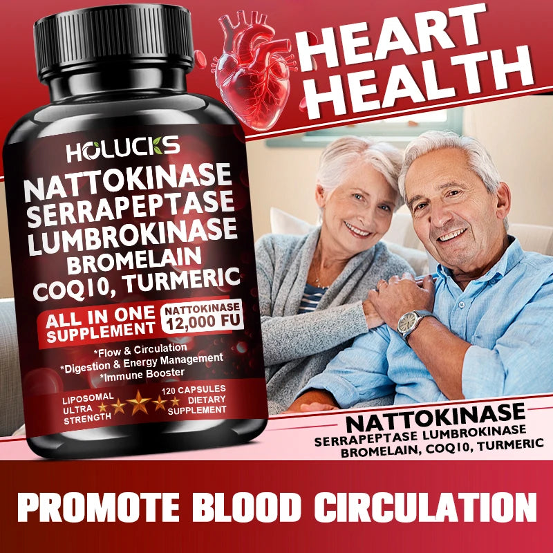 Liposomal Enzyme Blend Capsules Nattokinase Vitamin C B6 Magnesium, Support  Vascular, Enhance Digestion & Circulation  Health