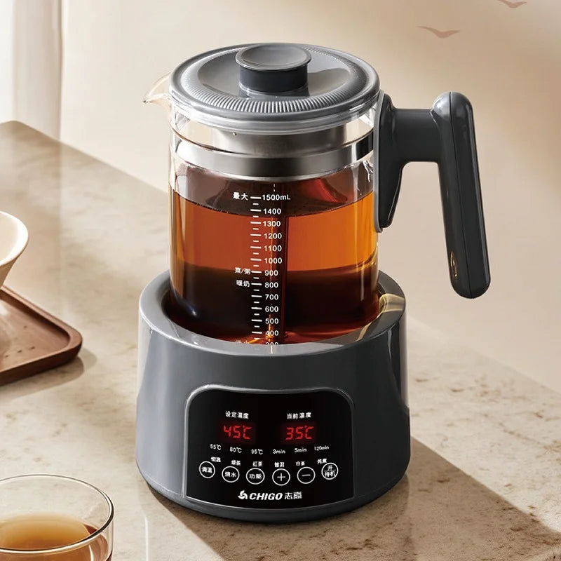 1.5L Smart Electric Kettle Multifunction Steam Teapot Temperature Control Health Pot Office Glass Flower Teapot Auto Keep Warm
