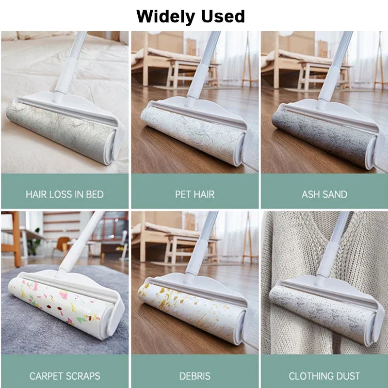 Wide Lint Rollers Brush Large Pet Hair Remover for Sofa Bed Carpet Cleaner Long Handle Dust brush Remover Roller with Refills