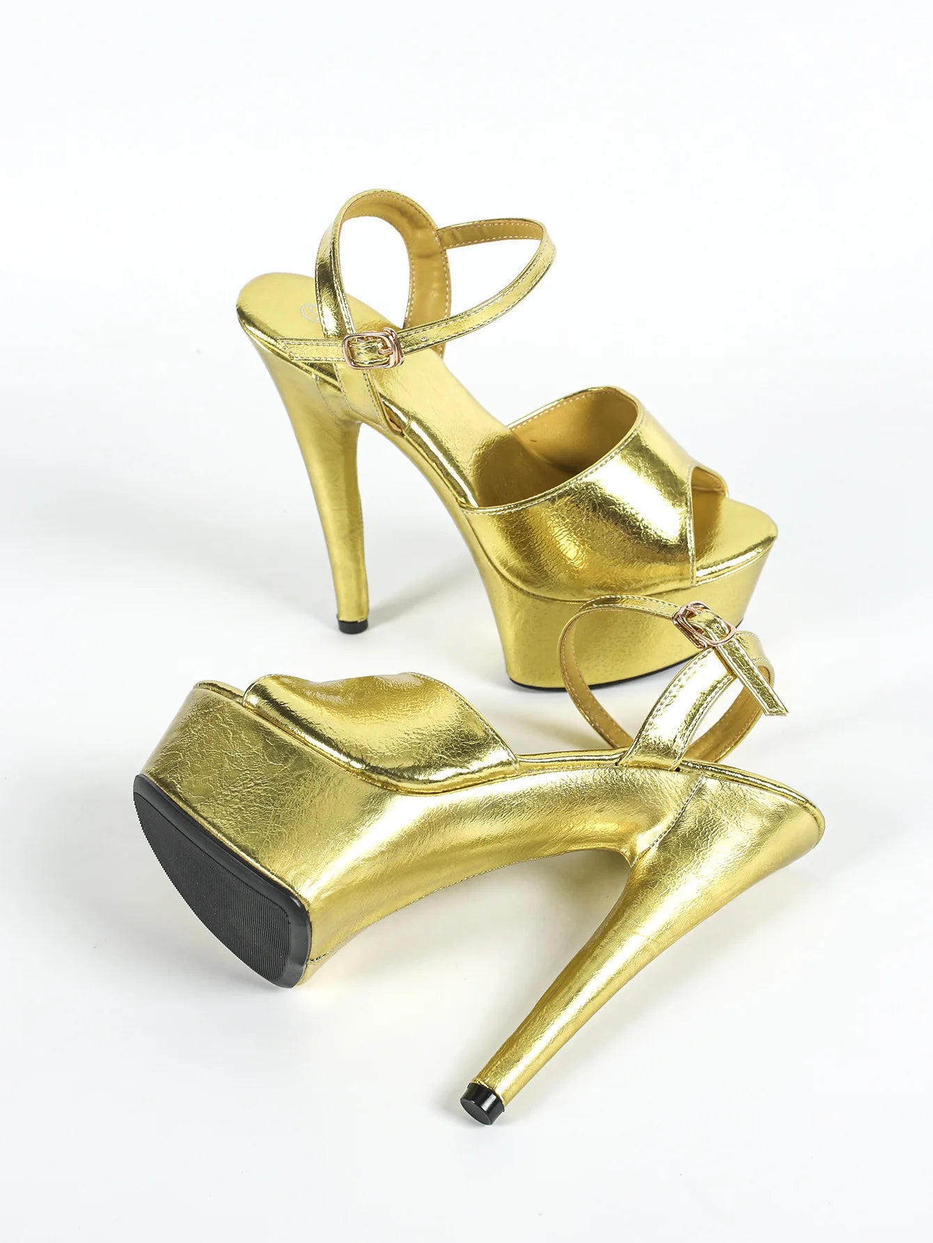 Gold Sandals T Show Summer Women Heels 15CM Stiletto Nightclub Party Large Size 43 Fashion Platform Shoes Pole Dance Stripper