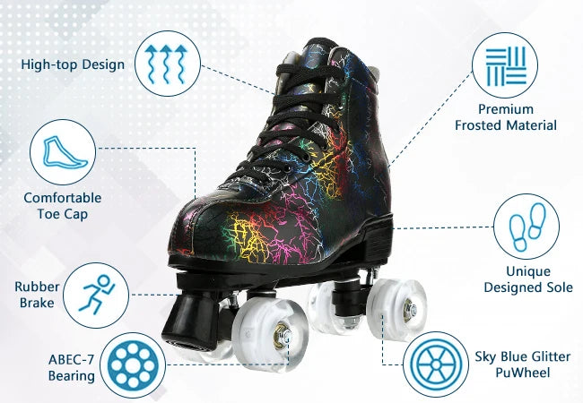 Flashing Quad Roller Skates Adult Flashing 4 Wheels Skates For Women Men Outdoor Sports Ice Skating Rink Quad Sneakers